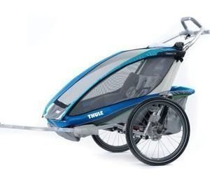 Thule Chariot CX2 pyöräkärry kahdelle lapselle sininen + pyöräilypakett