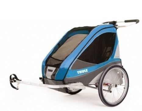 Thule Chariot Corsaire 2 pyöräkärry kahdelle lapselle + pyöräilypaketti