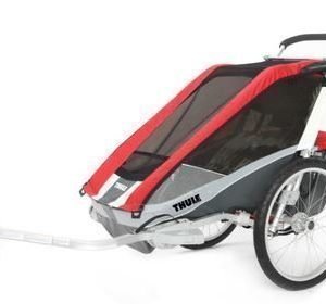 Thule Chariot Cougar 1 pyöräkärry yhdelle lapselle punainen +pyöräilypaketti